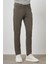 Erkek Haki Pamuk 5 Cep Slim Fit Jean Kot Pantolon 4
