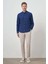 Erkek Indigo Keten Trend Dynamic Fit Düğmeli Yaka Gömlek 2