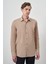 Erkek Bej Pamuk Trend Slim Fit Sert Yaka Gömlek 3