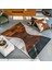%100 Doğal Dana Derisi Kaymaz Taban Premium Patchwork Halı - Kahverengi - Beyaz 2