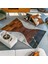 %100 Doğal Dana Derisi Kaymaz Taban Premium Patchwork Halı - Kahverengi - Beyaz 5