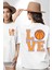 Basketbol Severler Için Love Beyaz Oversize Kadın Erkek Ön ve Sırt Baskılı Tişört 1