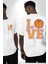 Basketbol Severler Için Love Beyaz Oversize Kadın Erkek Ön ve Sırt Baskılı Tişört 4