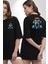 Neon Gözlüklü Renkli Stil Köpek Siyah Oversize Kadın Erkek Ön ve Sırt Baskılı Tişört 4