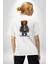 Trendy Kırmızı Sarı Taraftar Ayıcık Teddy Beyaz Oversize Kadın Erkek Ön ve Sırt Baskılı Tişört 2