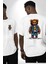 Trendy Kırmızı Sarı Taraftar Ayıcık Teddy Beyaz Oversize Kadın Erkek Ön ve Sırt Baskılı Tişört 4