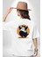 Komik Şişman Yoga Kedi Beyaz Oversize Kadın Erkek Ön ve Sırt Baskılı Tişört 5