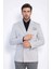 Gri Çizgili Gümüş Rengi Metal Düğmeli Slim Fit Kruvaze Blazer – Wessi 5