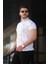 Erkek Beyaz Bej Yaprak Desenli Slim Fit Polo Yaka Tişört - 2529 2