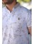 Erkek Beyaz Bej Yaprak Desenli Slim Fit Polo Yaka Tişört - 2529 3