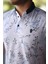 Erkek Beyaz Mavi Yaprak Desenli Slim Fit Polo Yaka Tişört - 2529 3