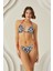 Siyah Beyaz Leaf Pattern Üçgen Bikini Takım 2