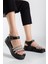 Lalen Siyah Kemerli Comfort Kadın Sandalet 2