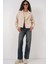 9117 Kruvaze Yaka Crop Ceket - Bej 2