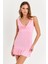 Kadın Pembe Degaje Yaka Mini Elbise HOR0078 3