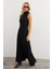 Kadın Siyah Basic Maxi Elbise TF29 2