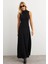 Kadın Siyah Basic Maxi Elbise TF29 3