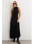 Kadın Siyah Basic Maxi Elbise TF29 4