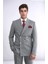 Çizgili Kruvaze Düğme Detaylı Gri Erkek Takım Elbise - Wessi 6
