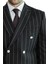 Çizgili Kruvaze Düğme Detaylı Siyah Erkek Takım Elbise - Wessi 2