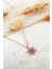 Ametist Taşlı Lotus Çiçeği Rose Gümüş Kolye 8098 1