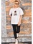 2 Adet Özel Baskılı Oversize Kadın T-Shirt Bisiklet Yaka 2