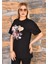 Özel Baskılı Oversize Kadın T-Shirt Bisiklet Yaka 2