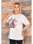 2 Adet Özel Baskılı Oversize Kadın T-Shirt Bisiklet Yaka 7