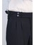 Lacivert Çift Pileli Tokalı Yüksek Bel Slim Fit Pantolon – Wessi 2