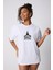 Yoga Temalı Namaste Baskılı Oversize Pamuklu Beyaz Kadın T-Shirt 3