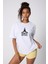 Yoga Temalı Namaste Baskılı Oversize Pamuklu Beyaz Kadın T-Shirt 4