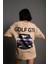 Kadın Sırt Golf Gtı Baskılı Oversize T-Shirt - Bej 1