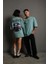 Erkek Sırt Golf Gtı Baskılı Oversize T-Shirt - Mint Yeşili 3