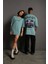 Erkek Sırt Golf Gtı Baskılı Oversize T-Shirt - Mint Yeşili 5