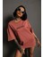 Kadın Sırt Golf Gtı Baskılı Oversize T-Shirt - Gül Kurusu 1