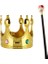 Boy Altın Renk Kral Tacı ve Kırmızı Topuzlu Kral Asası 1