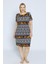 Desenli Kadın Büyük Beden Kısa Kollu Pamuklu Elbise 3