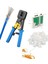 Yeni Nesil Ez RJ45 Pense + 100 Adet Pcs Yeni Nesil Ez Delikli Cat6 Utp Jak + Kablo Soyucu Sarı + RJ45 R11 Test Cihazı Network Aksesuarları Internet Lan Ethernet Seti 1