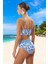 Desenli Üçgen Bikini Takımı Ergonomik Kesim Şık Detaylı Hızlı Kuruyan Su Sporları Için 3