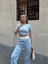 Crop Pantolon Biyeli Takım Mavi 5