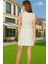 Şık Keten Dokulu Çizgili Mini Elbise Kemerli Viskoz Karışımlı Yazlık Özel Tasarım Modern Stil 3