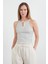 Çizgili Halka Detaylı Halter Yaka Body 1