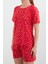 Kalp Baskılı Bisiklet Yaka Şortlu Pijama Takımı 7