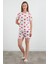 Kalp Baskılı Bisiklet Yaka Şortlu Pijama Takımı 5