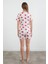 Kalp Baskılı Bisiklet Yaka Şortlu Pijama Takımı 6
