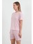 Ince Çizgili Bisiklet Yaka Şortlu Pijama Takımı 4