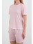 Ince Çizgili Bisiklet Yaka Şortlu Pijama Takımı 7