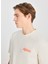 Bisiklet Yaka Ekru Erkek T-Shirt LM828731543 Relaxed Fit Grafik 3