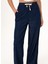 Bağlamalı Bel Geniş Paça Loose Fit Indigo Kadın Denim Pantolon Elo 2