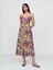 Kadın Pembe Floral V-Yaka Midi Elbise 1